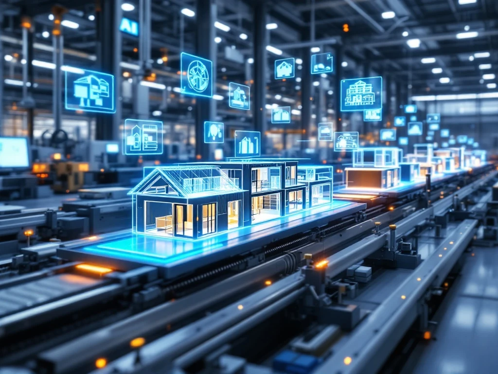 Robotische assemblagelijn produceert gepersonaliseerde modulaire bouwcomponenten met AI-algoritmes en holografische displays